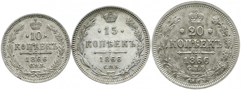 Ausländische Münzen und Medaillen, Russland, Alexander II., 1855-1881
3 Stück: 1...