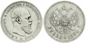 Ausländische Münzen und Medaillen, Russland, Alexander III., 1881-1894
Rubel 1890, St. Petersburg. fast sehr schön