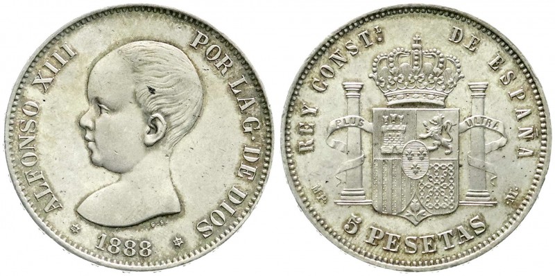 Ausländische Münzen und Medaillen, Spanien, Alfons XIII., 1886-1931
5 Pesetas 18...