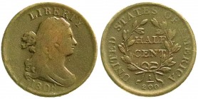 Ausländische Münzen und Medaillen, Vereinigte Staaten von Amerika, Unabhängigkeit, seit 1776
1/2 Cent 1808. schön/sehr schön