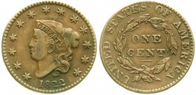 Ausländische Münzen und Medaillen, Vereinigte Staaten von Amerika, Unabhängigkeit, seit 1776
Cent 1822. sehr schön