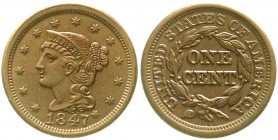 Ausländische Münzen und Medaillen, Vereinigte Staaten von Amerika, Unabhängigkeit, seit 1776
Braided Hair Cent 1847 over 1847. vorzüglich/Stempelglanz...