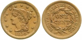 Ausländische Münzen und Medaillen, Vereinigte Staaten von Amerika, Unabhängigkeit, seit 1776
Cent 1854. gutes sehr schön