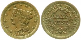 Ausländische Münzen und Medaillen, Vereinigte Staaten von Amerika, Unabhängigkeit, seit 1776
1/2 Cent 1854. vorzüglich
