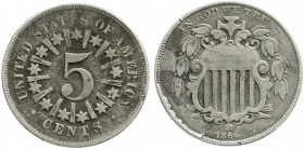 Ausländische Münzen und Medaillen, Vereinigte Staaten von Amerika, Unabhängigkeit, seit 1776
5 Cents 1866. schön/sehr schön, besseres Jahr