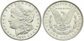 Ausländische Münzen und Medaillen, Vereinigte Staaten von Amerika, Unabhängigkeit, seit 1776
Morgandollar 1887, Philadelphia. Polierte Platte, beriebe...