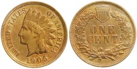 Ausländische Münzen und Medaillen, Vereinigte Staaten von Amerika, Unabhängigkeit, seit 1776
Cent 1905. fast Stempelglanz