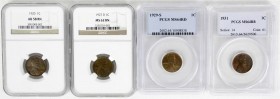 Ausländische Münzen und Medaillen, Vereinigte Staaten von Amerika, Unabhängigkeit, seit 1776
4 X 1 Cent gegradet: 1920, Philadelphia (NGC AU 58 BN); 1...