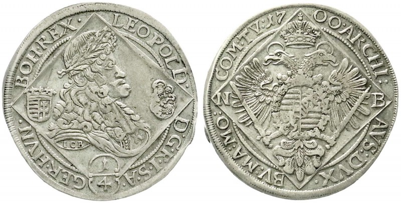 Römisch Deutsches Reich, Haus Habsburg, Leopold I., 1657-1705
1/4 Taler 1700 ICB...
