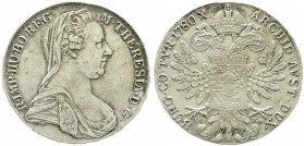 Römisch Deutsches Reich, Haus Habsburg, Maria Theresia, 1740-1780
Konventionstaler 1780 I.C.F.A., Wien. Prägung um 1781-1785. sehr schön