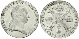 Römisch Deutsches Reich, Haus Habsburg, Franz II.(I.), 1792-1835
Kronentaler 1797 C, prägefrisch/fast Stempelglanz, Prachtexemplar, selten in dieser E...