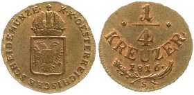 Römisch Deutsches Reich, Haus Habsburg, Franz II.(I.), 1792-1835
Kupfer 1/4 Kreuzer 1816 S, Schmöllnitz. fast Stempelglanz