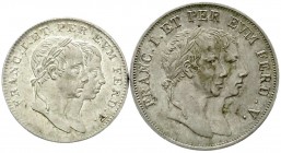 Römisch Deutsches Reich, Haus Habsburg, Franz II.(I.), 1792-1835
2 Silberjetons 1830 auf die ungarische Krönung Ferdinands. 20 mm und 24 mm; 3,26 und ...