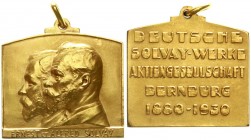 Altdeutsche Münzen und Medaillen, Anhalt-Bernburg, Medaillen
Dick goldplattierte (nicht vergoldet), tragbare Plakette 1930 a.d. 50 jährige Jubiläum d....