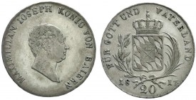Altdeutsche Münzen und Medaillen, Bayern, Maximilian IV. (I.) Joseph, 1799-1806-1825
20 Konventionskreuzer 1817. sehr schön, schöne Tönung