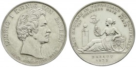Altdeutsche Münzen und Medaillen, Bayern, Ludwig I., 1825-1848
Geschichtstaler 1835. Erste Eisenbahn in Teutschland mit Dampfwagen von Nürnberg nach F...