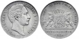Altdeutsche Münzen und Medaillen, Bayern, Maximilian II. Joseph, 1848-1864
Doppeltaler 1854. gutes sehr schön, kl. Randfehler