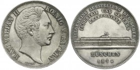 Altdeutsche Münzen und Medaillen, Bayern, Maximilian II. Joseph, 1848-1864
Geschichtsdoppeltaler 1854. Allgemeine Ausstellung deutscher Industrie und ...