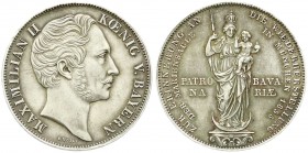 Altdeutsche Münzen und Medaillen, Bayern, Maximilian II. Joseph, 1848-1864
Doppelgulden 1855. Mariensäule. sehr schön/vorzüglich, schöne Patina