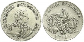 Altdeutsche Münzen und Medaillen, Brandenburg-Preußen, Friedrich II., 1740-1786
1/2 Reichstaler 1750 A, Berlin. Brb. mit Gewand. Auf jeder Seite 7 Spi...