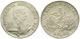 Altdeutsche Münzen und Medaillen, Brandenburg-Preußen, Friedrich II., 1740-1786
1/2 Taler 1750 A, Berlin. fast vorzüglich