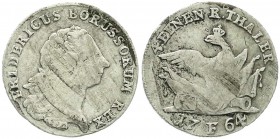 Altdeutsche Münzen und Medaillen, Brandenburg-Preußen, Friedrich II., 1740-1786
1/4 Reichstaler 1764 F, Magdeburg. fast sehr schön, kl. Randfehler