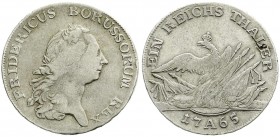 Altdeutsche Münzen und Medaillen, Brandenburg-Preußen, Friedrich II., 1740-1786
Reichstaler 1765 A, Berlin. Rechts 6 Spitzen. schön/sehr schön