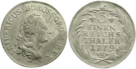 Altdeutsche Münzen und Medaillen, Brandenburg-Preußen, Friedrich II., 1740-1786
1/3 Reichstaler 1779 B, Breslau. gutes sehr schön