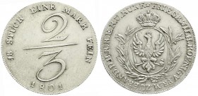 Altdeutsche Münzen und Medaillen, Brandenburg-Preußen, Friedrich Wilhelm III., 1797-1840
2/3 Taler (Handelsgulden) 1801. fast Stempelglanz, Prachtexem...