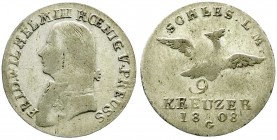 Altdeutsche Münzen und Medaillen, Brandenburg-Preußen, Friedrich Wilhelm III., 1797-1840
9 Kreuzer 1808 G, Glatz, für Schlesien. schön