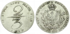 Altdeutsche Münzen und Medaillen, Brandenburg-Preußen, Friedrich Wilhelm III., 1797-1840
2/3 Taler 1810. Var. schräger Riffelrand. sehr schön/vorzügli...