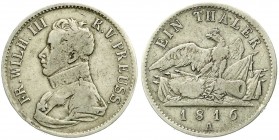 Altdeutsche Münzen und Medaillen, Brandenburg-Preußen, Friedrich Wilhelm III., 1797-1840
Kammerherrentaler 1816 A. fast sehr schön, kl. Randfehler