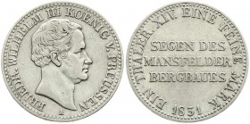 Altdeutsche Münzen und Medaillen, Brandenburg-Preußen, Friedrich Wilhelm III., 1797-1840
Ausbeutetaler 1831 A. sehr schön