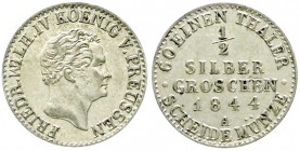 Altdeutsche Münzen und Medaillen, Brandenburg-Preußen, Friedrich Wilhelm IV., 1840-1861
1/2 Silbergroschen 1844 A, Berlin. vorzüglich/Stempelglanz