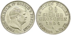Altdeutsche Münzen und Medaillen, Brandenburg-Preußen, Friedrich Wilhelm IV., 1840-1861
2 1/2 Silbergroschen 1854 A, Berlin. fast Stempelglanz