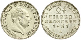 Altdeutsche Münzen und Medaillen, Brandenburg-Preußen, Friedrich Wilhelm IV., 1840-1861
2 1/2 Silbergroschen 1857 A, Berlin. vorzüglich/Stempelglanz...