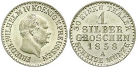Altdeutsche Münzen und Medaillen, Brandenburg-Preußen, Friedrich Wilhelm IV., 1840-1861
Silbergroschen 1858 A, Berlin. fast Stempelglanz