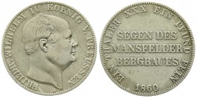 Altdeutsche Münzen und Medaillen, Brandenburg-Preußen, Friedrich Wilhelm IV., 1840-1861
Ausbeutetaler 1860 A. sehr schön
