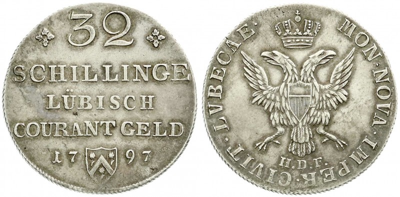 Altdeutsche Münzen und Medaillen, Lübeck-Stadt
32 Schilling 1797 HDF. vorzüglich...