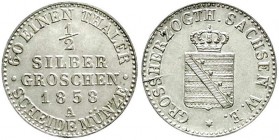 Altdeutsche Münzen und Medaillen, Sachsen-Weimar-Eisenach, Carl Alexander, 1853-1901
1/2 Silber Groschen 1858 A. vorzüglich/Stempelglanz