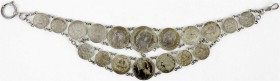 Münzgefässe und Münzschmuck
Trachtenkette Silber, aus 18 Silbermünzen der deutschen Kaiserzeit (3 Mark Baden, 2 X 2 Mark Bayern, 2 Mark Württemberg, 6...