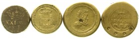 Waagen und Gewichte, Münzwaagen und Münzgewichte, Spanien
4 Messinggewichte für Goldmünzen des 17. Jh. schön bis sehr schön