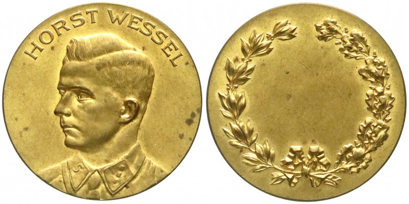 Medaillen, Drittes Reich
Vergoldete Bronzemedaille o.J. Brb. Horst Wessels in Un...