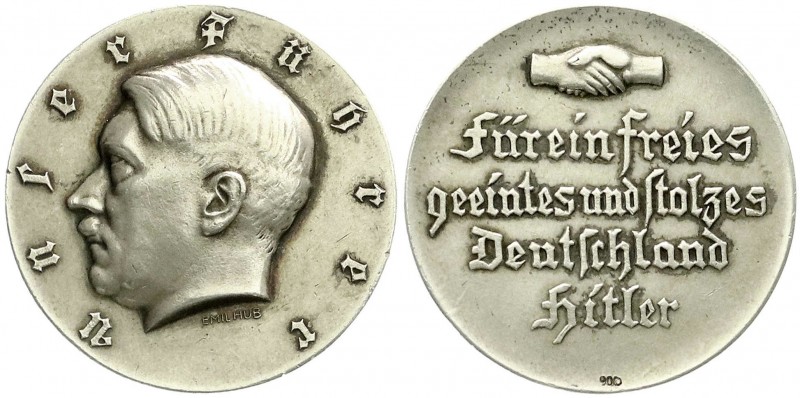 Medaillen, Drittes Reich
Silbermedaille o.J.(1933) von Emil Hub. A.d. Machtergre...