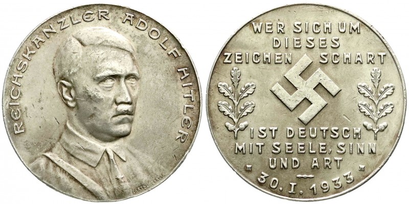 Medaillen, Drittes Reich
Silbermedaille 1933 von Oertel. A.d. Machtergreifung. B...