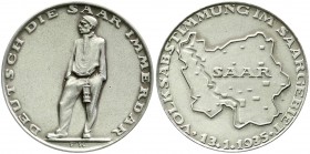 Medaillen, Drittes Reich
Silbermedaille 1935, sign. FK, Deutsch die Saar Immerdar. Preuss. Staatsmünze. 36 mm, 21,84 g. prägefrisch, mattiert