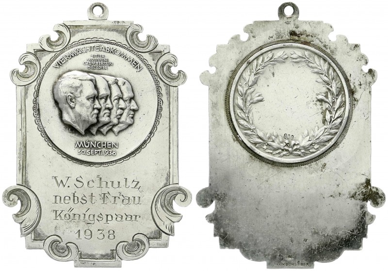Medaillen, Drittes Reich
Silbermedaille 1938 v. B.H. Mayer. Auf das Viermächteab...
