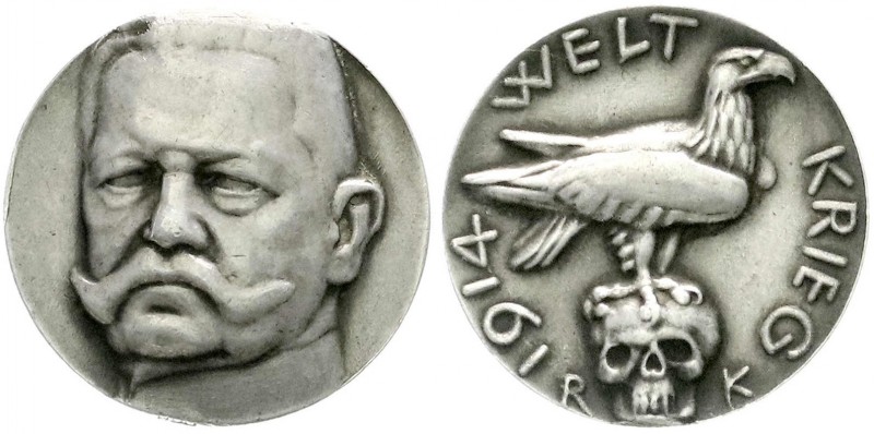 Medaillen, Erster Weltkrieg
Silbergussmedaille 1914 R-K (R. Klein). Auf Generalf...