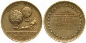 Medaillen, Luftfahrt und Raumfahrt
Frankreich: Bronzemedaille 1783/1784 a.d. Gebrüder Montgolfier. Montgolfiere und Freiballon/Schrift im Sternenkreis...