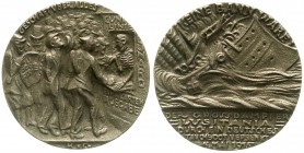 Medaillen, Münchner Medailleure, Karl Goetz
Englische Ausführung der Medaille v. 1915. Untergang der Lusitania/Menschen vor Reisebüro. 55 mm. Eisenguß...